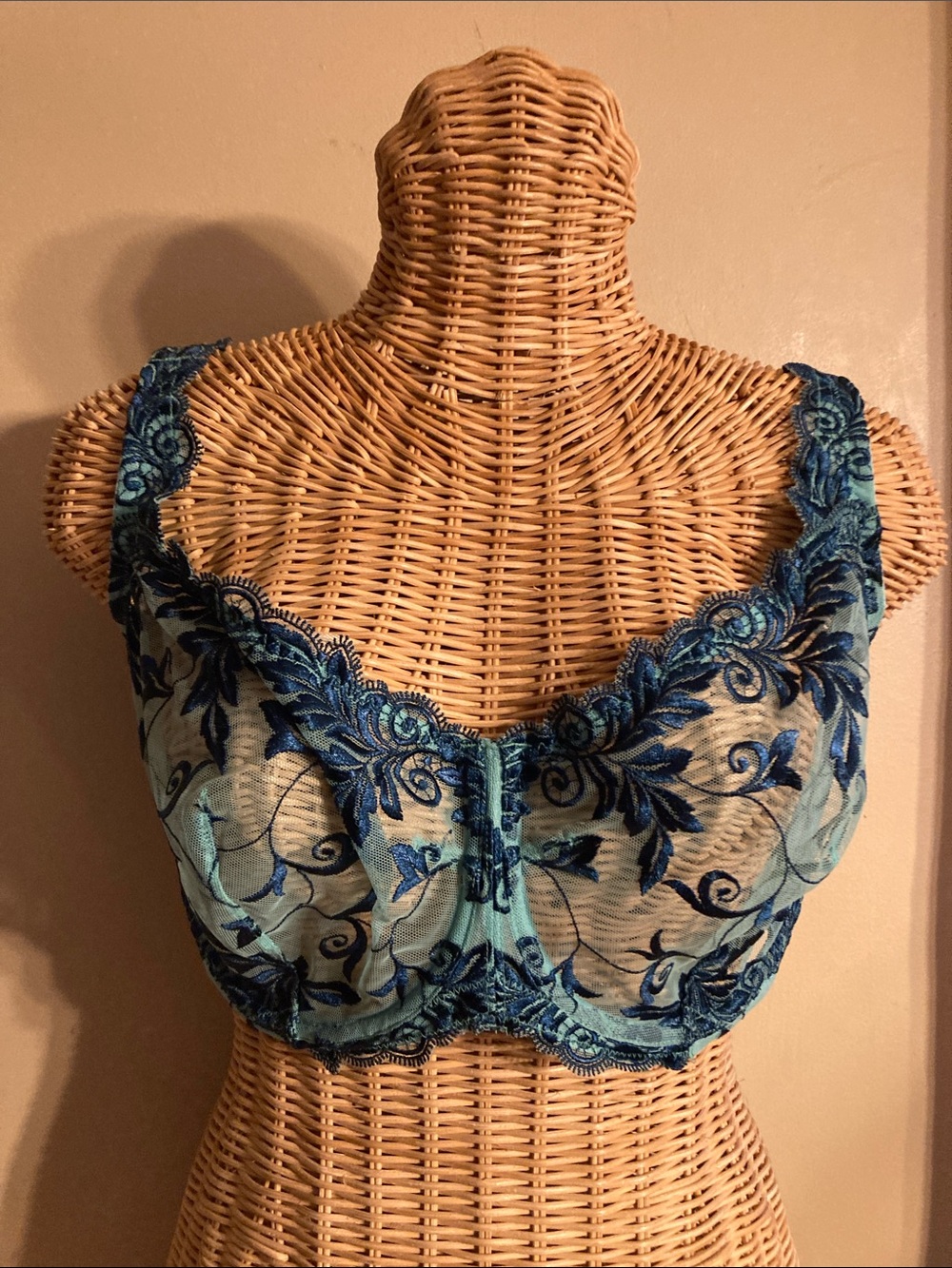 Soma Embroidered Blue Lace Underwire Bra 38G
